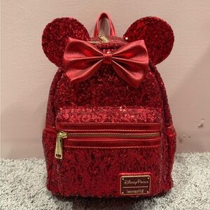 Disney Parks Sparkling Red Sequin Loungefly Backpack